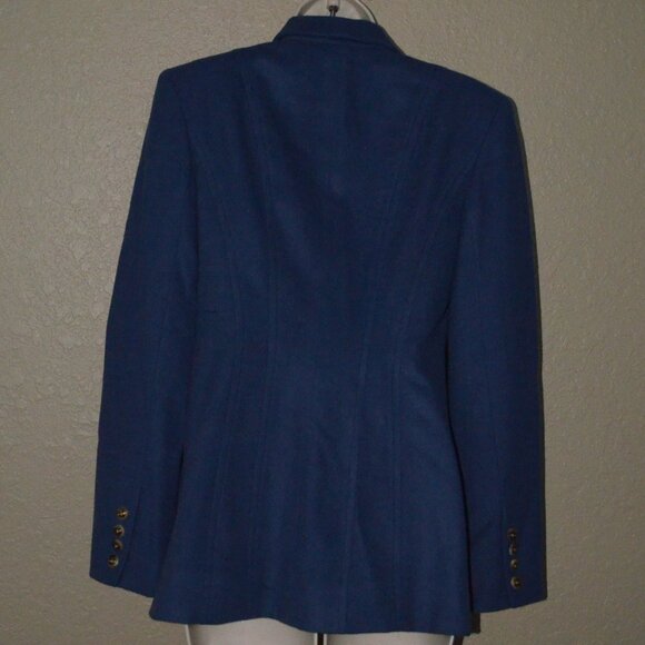Sz 4 W WATHNE Blue Wool Blend Lined Blazer - Picture 5 of 7